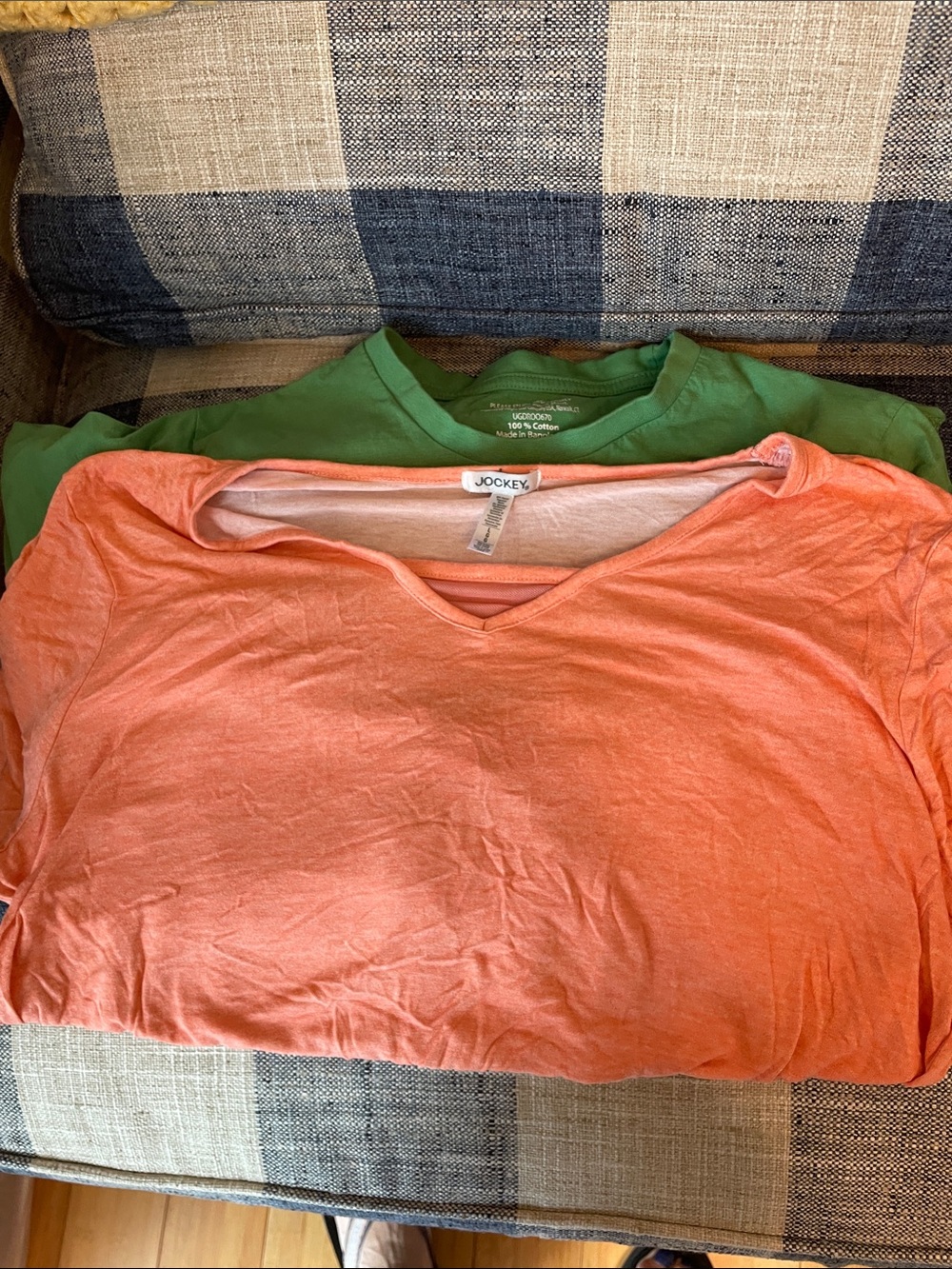 Jockey Coral V-Neck Tee with Green Layered Tee